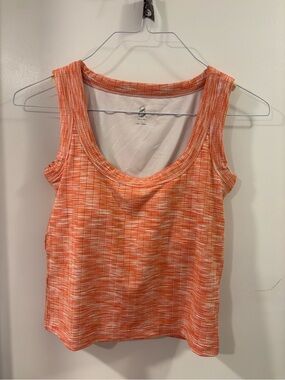 Lou & Grey Orange Space-Dye Scoop Neck Tank
